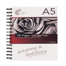 A5 Wiro Artist Sketch Pad Cartridge Paper With Perforation 135gsm 60 Sheets